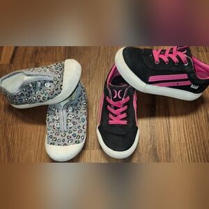 Lot of 2 Little Girls Sz 9 Slip-On Shoes-One Pair Hurley & One Pair Cat & Jack